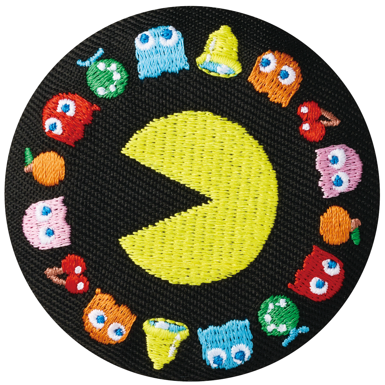 パックマンの刺繍缶バッジ